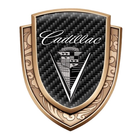 Cadillac Emblem Fender Badge Gold Black Carbon White Vintage Logo Design