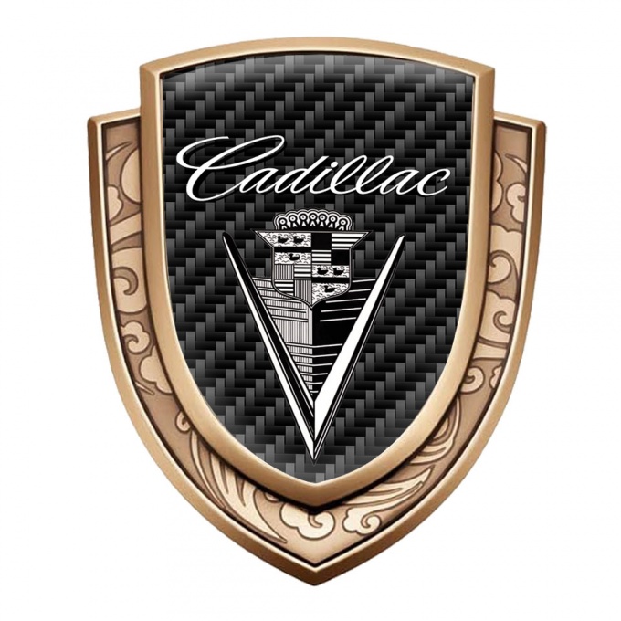 Cadillac Emblem Fender Badge Gold Black Carbon White Vintage Logo Design