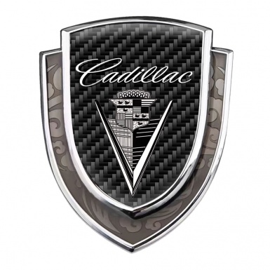Cadillac Emblem Fender Badge Silver Black Carbon White Vintage Logo Design