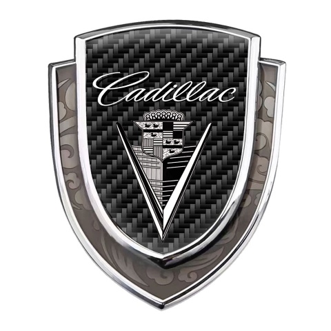 Cadillac Emblem Fender Badge Silver Black Carbon White Vintage Logo Design