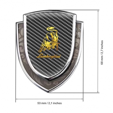 Lamborghini Domed Emblem Silver Black Carbon Polished Bull Logo Edition