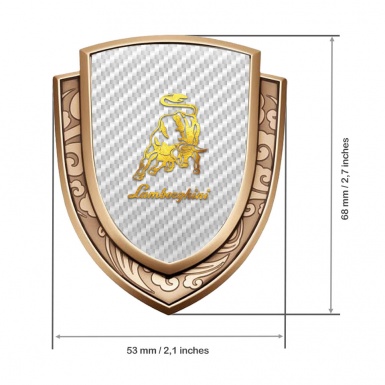 Lamborghini Bodyside Domed Emblem Gold White Carbon Polished Logo