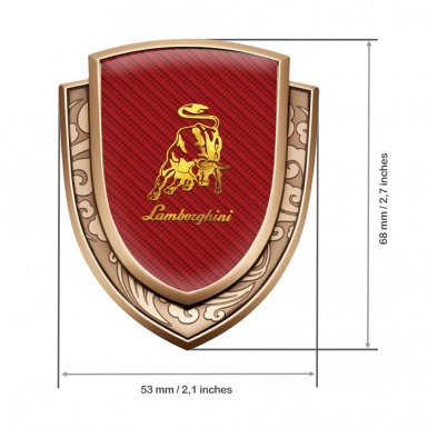 Lamborghini Emblem Car Badge Gold Red Carbon Glimmering Logo