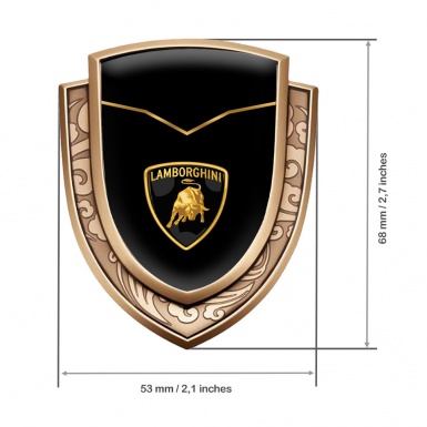 Lamborghini Badge Self Adhesive Gold Black Base Fine Line Classic Logo