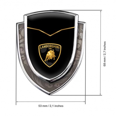 Lamborghini Badge Self Adhesive Silver Black Base Fine Line Classic Logo