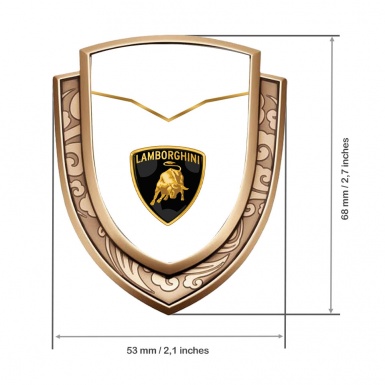 Lamborghini Emblem Badge Self Adhesive Gold White Base Classic Logo Design