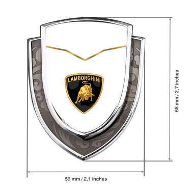 Lamborghini Emblem Badge Self Adhesive Silver White Base Classic Logo Design