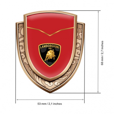 Lamborghini Emblem Fender Badge Gold Red Fill Classic Logo Modern Design