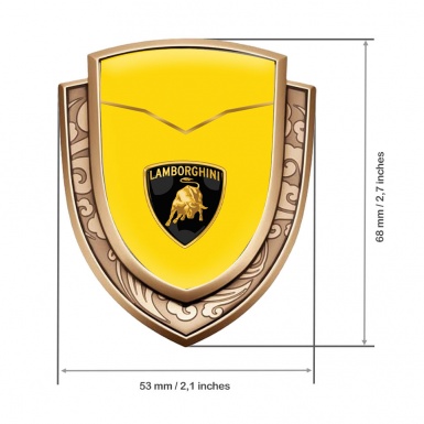 Lamborghini Metal Emblem Self Adhesive Gold Yellow Base Classic Logo Edition