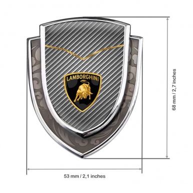 Lamborghini Fender Emblem Badge Silver Light Carbon Classic Logo Variant