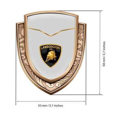 Lamborghini Emblem Self Adhesive Gold Grey Base Classic Shield Design