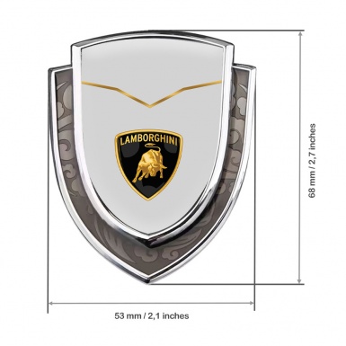 Lamborghini Emblem Self Adhesive Silver Grey Base Classic Shield Design