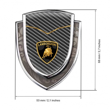 Lamborghini Emblem Badge Silver Dark Carbon Classic Shield Logo Edition