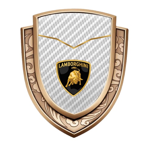 Lamborghini Emblem Ornament Gold White Carbon Classic Bull Logo Design