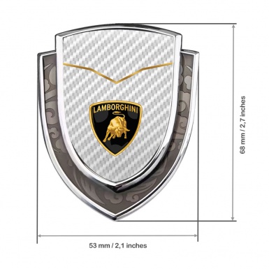 Lamborghini Emblem Ornament Silver White Carbon Classic Bull Logo Design