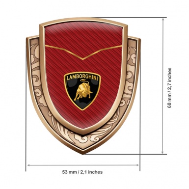 Lamborghini Bodyside Domed Emblem Gold Red Carbon Fine Line Classic Logo