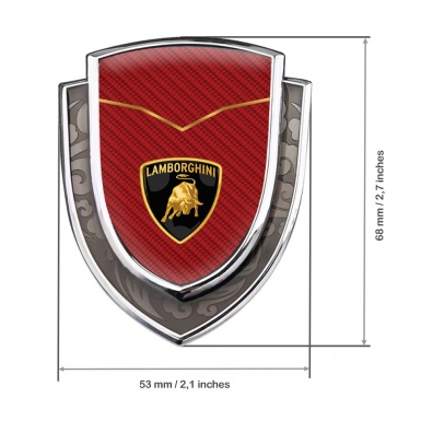 Lamborghini Bodyside Domed Emblem Silver Red Carbon Fine Line Classic Logo