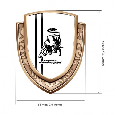 Lamborghini Badge Self Adhesive Gold White Base Black Sport Stripes