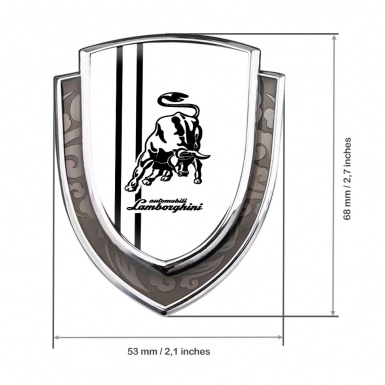 Lamborghini Badge Self Adhesive Silver White Base Black Sport Stripes