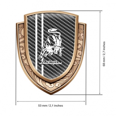 Lamborghini Emblem Trunk Badge Gold Dark Carbon White Stripes Edition