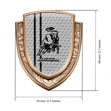 Lamborghini Emblem Badge Gold Grey Honeycomb Black Stripes Edition