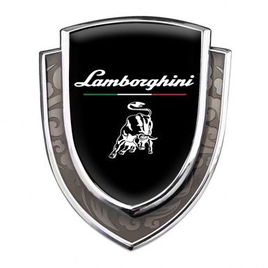 Lamborghini Bodyside Domed Emblem Silver Black White Logo Italian Flag