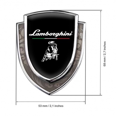Lamborghini Bodyside Domed Emblem Silver Black White Logo Italian Flag