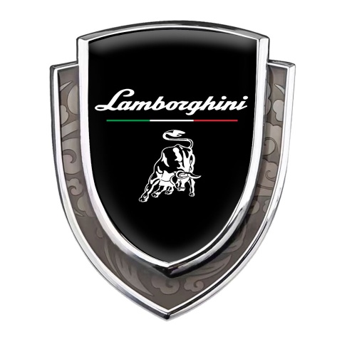 Lamborghini Bodyside Domed Emblem Silver Black White Logo Italian Flag