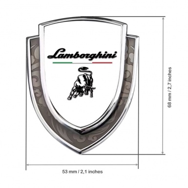 Lamborghini Emblem Car Badge Silver White Black Logo Italian Flag