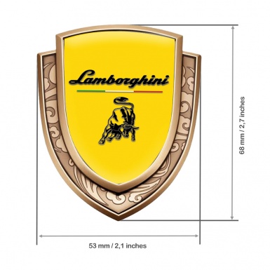 Lamborghini Bodyside Emblem Self Adhesive Gold Yellow Black Logo Italian Motif