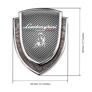 Lamborghini Metal Domed Emblem Silver Light Carbon White Logo Italian Motif