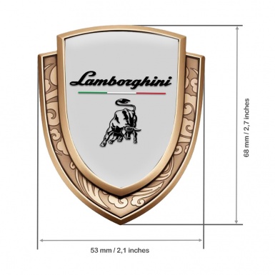 Lamborghini Emblem Badge Self Adhesive Gold Grey Black Logo Italian Flag
