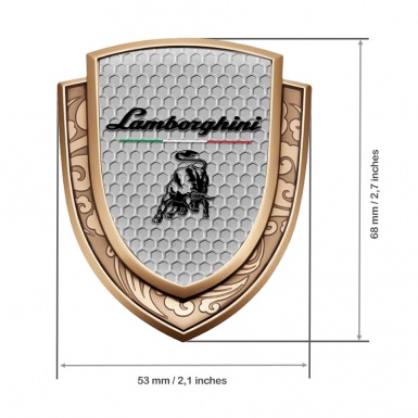 Lamborghini Emblem Fender Badge Gold Honeycomb Black Logo Italian Flag