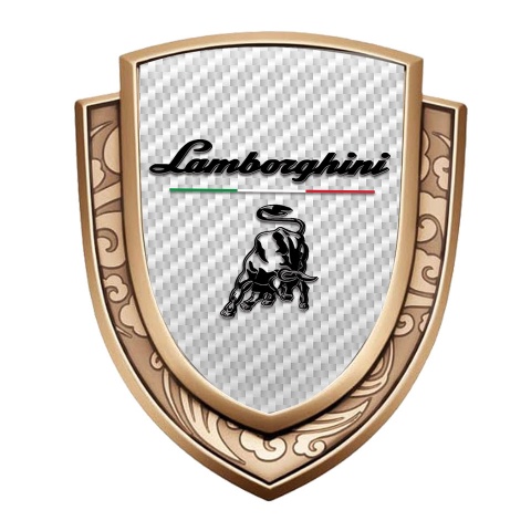 Lamborghini Emblem Trunk Badge Gold White Carbon Black Logo Italian Flag