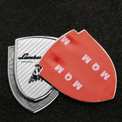 Lamborghini Emblem Trunk Badge Silver White Carbon Black Logo Italian Flag