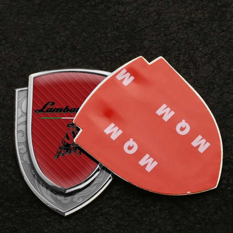 Lamborghini Emblem Self Adhesive Silver Red Carbon Black Logo Italian Flag