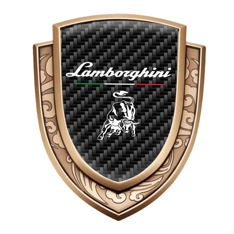 Lamborghini Domed Emblem Gold Black Carbon White Logo Italian Edition