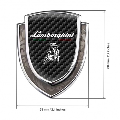 Lamborghini Domed Emblem Silver Black Carbon White Logo Italian Edition