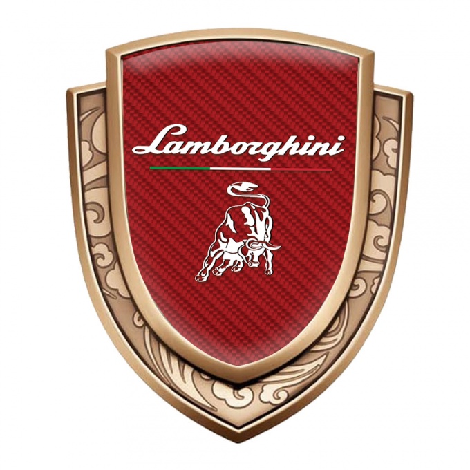 Lamborghini Emblem Ornament Gold Red Carbon White Logo Italian Edition