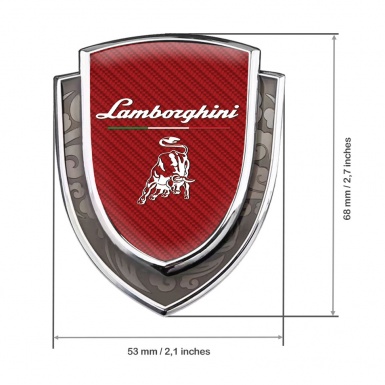 Lamborghini Emblem Ornament Silver Red Carbon White Logo Italian Edition