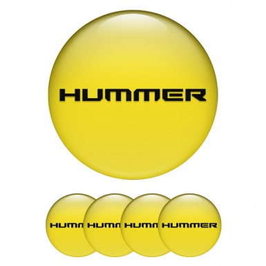 Hummer Center Wheel Caps Stickers Yellow Fill Black Logo Edition