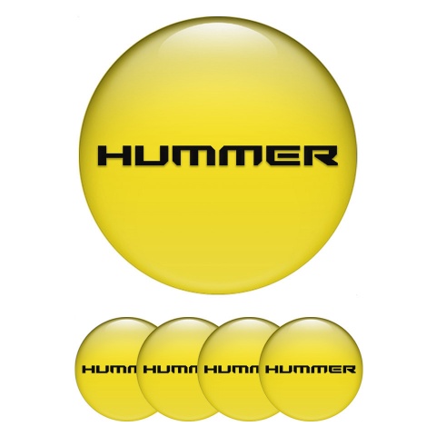 Hummer Center Wheel Caps Stickers Yellow Fill Black Logo Edition
