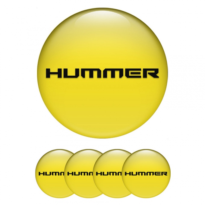 Hummer Center Wheel Caps Stickers Yellow Fill Black Logo Edition