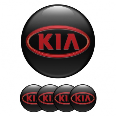 Kia Center Caps Wheel Emblem Black Fill Red Oval Logo Edition