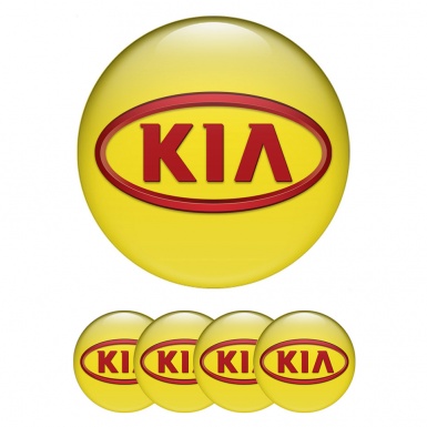Kia Wheel Emblem for Center Caps Yellow Fill Red Oval Logo Variant