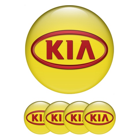 Kia Wheel Emblem for Center Caps Yellow Fill Red Oval Logo Variant