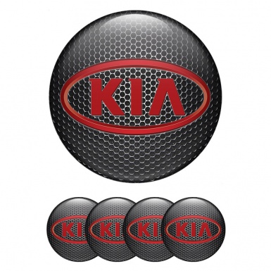 Kia Wheel Emblem for Center Caps Dark Grate Red Oval Logo Variant