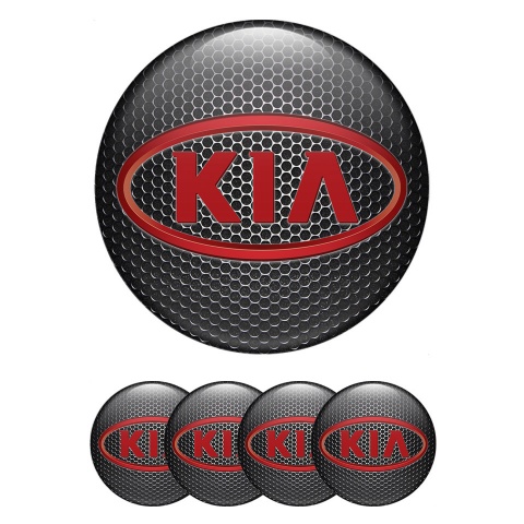 Kia Wheel Emblem for Center Caps Dark Grate Red Oval Logo Variant