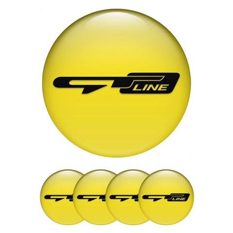 Kia GT Emblems for Center Wheel Caps Yellow Base Black Logo Motif
