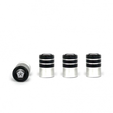 Chrysler Valve Caps 4 pcs Black Silicone Sticker with Grey Logo